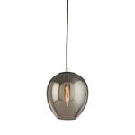 Odyssey Pendant with oval-shaped dark smoked glass shade and visible filament bulb inside