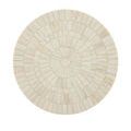 Overhead close-up highlighting concentric circular pattern of bone tiles on the Osa Drinks Table top