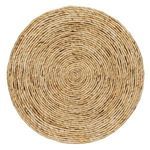 Top view showing circular woven pattern in natural corn rope material