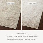 Close-up showing light and dark sides of the rug’s pile creating dynamic color effect