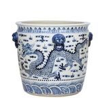 Product Image 1 for Blue & White Porcelain Dragon Planter With Lion Handle from Legend of Asia