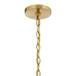 Warm brass ceiling mount and chain links with brushed finish hanging hardware