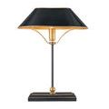 Sleek profile showing tapering of shade towards top with softly rounded edges and gold trim