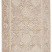 Lourdes Trellis rug in gold and light gray with distressed mosaic mosaic pattern in cream, taupe, ivory, and metallic accents