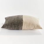 Side view of Jules Pillow highlighting even thickness and rectangular form in dual-tone linen