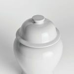 Top angled close-up highlighting the rounded knob and flared rim of the ginger jar lid
