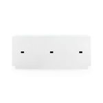 Back view showing plain white lacquered linen finish without hardware or trim