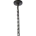 Top view showing dark bronze ceiling mount and linked chain suspension