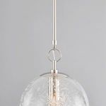 Top view showing polished nickel mounting hardware and circular hanger ring attached to glass shade