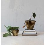 Product Image 2 for Delia Round Brass Fluted Metal Planter from Creative Co-Op