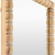 Close-up side angle showing the rounded beaded texture and wood grain of the mirror frame