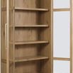 Cabinet with both doors open showing interior shelves and solid wood back panel
