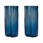 Product Image 1 for Etched Glass Vases In Navy Blue   Set Of 2 from Elk Home