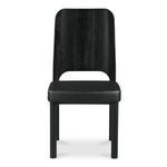 Rear view of Kerr dining chair showing solid wood back and supporting frame