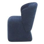 Profile side view highlighting the chair’s curved backrest and padding depth