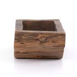 Straight-on narrow end view featuring distinct wood grain and a prominent natural wood knot