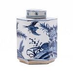 Product Image 3 for Blue & White Hexagonal Flower Bird Tea Jar from Legend of Asia