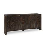 Ledro solid mango wood buffet with hand-carved foliage motif and four storage doors with brass handles
