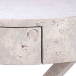 Close-up showing detailed wood grain pattern on front drawer panel
