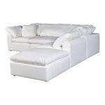 Right-side angled view highlighting thick cushions and ottoman with clean fabric upholstery