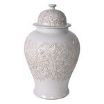 Product Image 2 for Matte White Carved Floral Temple Jar from Legend of Asia