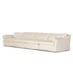 Delray 4 Piece Slipcover Sectional in neutral beige with flared rolled arms and plush feather-blend cushions