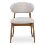 Ellie Dining Chair with gently winged oatmeal-tone textured upholstery and warm rubberwood frame