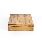 Closed backgammon box viewed from side with wide vertical grain and spalting detail in wood
