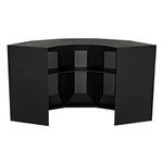 Rear view of bar stool showing full open inner shelving unit with matte black finish