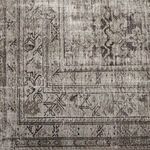 Close-up of corner showing fine vintage pattern and subtle texture of power-loomed jute blend