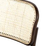 Close-up showing connection between black polyfoam seat and dark solid ash frame