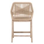 Straight rear view demonstrating geometric woven backrest and horizontal footrest