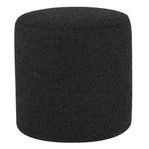 Round Robin Licorice Boucle Pouf in deep black with soft, textured boucle fabric and a plush, cylindrical shape