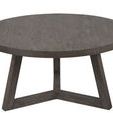 Muse Bunching Table with smooth circular washed charcoal wood surface and three-legged base