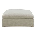 Square clay ottoman with soft cushion top and textured light beige NeverFear™ Performance Technology fabric
