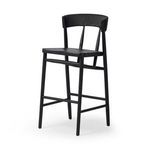 Second rear view angle highlighting the wood grain and weaving texture of the Buxton Drifted Oak Bar Stool backrest