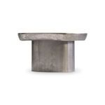 Side profile view highlighting the table’s thickness and curved edges of the graphite top