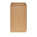 Side elevation showing uninterrupted grain and light oak finish of chest