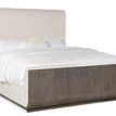 Modern Mood Queen Upholstered Panel Bed with Inverness Natural fabric and Quartered Oak Veneers in Mink finish