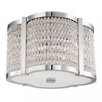 9.5-inch Ballston 4 Light Flush Mount with curved brushed nickel frame and multiple rows of clear crystal beads