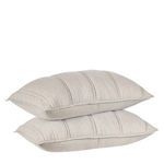 Two taupe beige shams stacked to show thickness and side profile