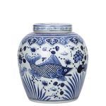 Product Image 6 for Blue & White Ancestor Lidded Jar Fish Motif from Legend of Asia