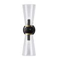 Byford Bath Wall Sconce angled left against white background showing hammered glass texture and light bulbs