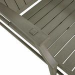 Close-up of chaise adjustable backrest metal support and lever on taupe aluminum frame