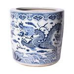 Product Image 2 for Blue & White Cloud Dragon Cylinder Planter from Legend of Asia