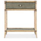 Front view with a centered circular drawer pull on the drawer