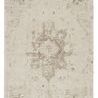 Handmade ivory and light gray rug with erased medallion motif and transitional style