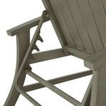 Side view of chaise lounge frame with backrest fully reclined flat showing armrest curve and support bar.