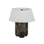 Bremen Table Lamp with three dark marble pillars and a wide white fabric drum shade