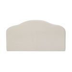 Back view of the arched headboard with smooth cream upholstery on Maggie Storage Bed